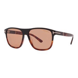 Tom Ford Sunglasses Square Full Rim, Black/Havana Frame and Brown Lens FT108105E
